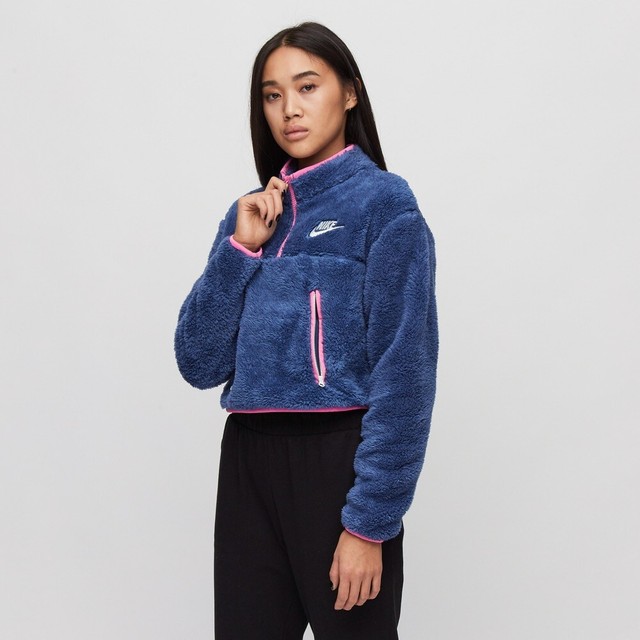 Womenâs Nike Crop Sherpa 1/4 Zip Pullover Sz XS for sale online | eBay