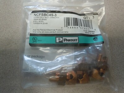 3 Pack Panduit #8 STR- #4 STR Conductor Min-Max Copper Split Bolt