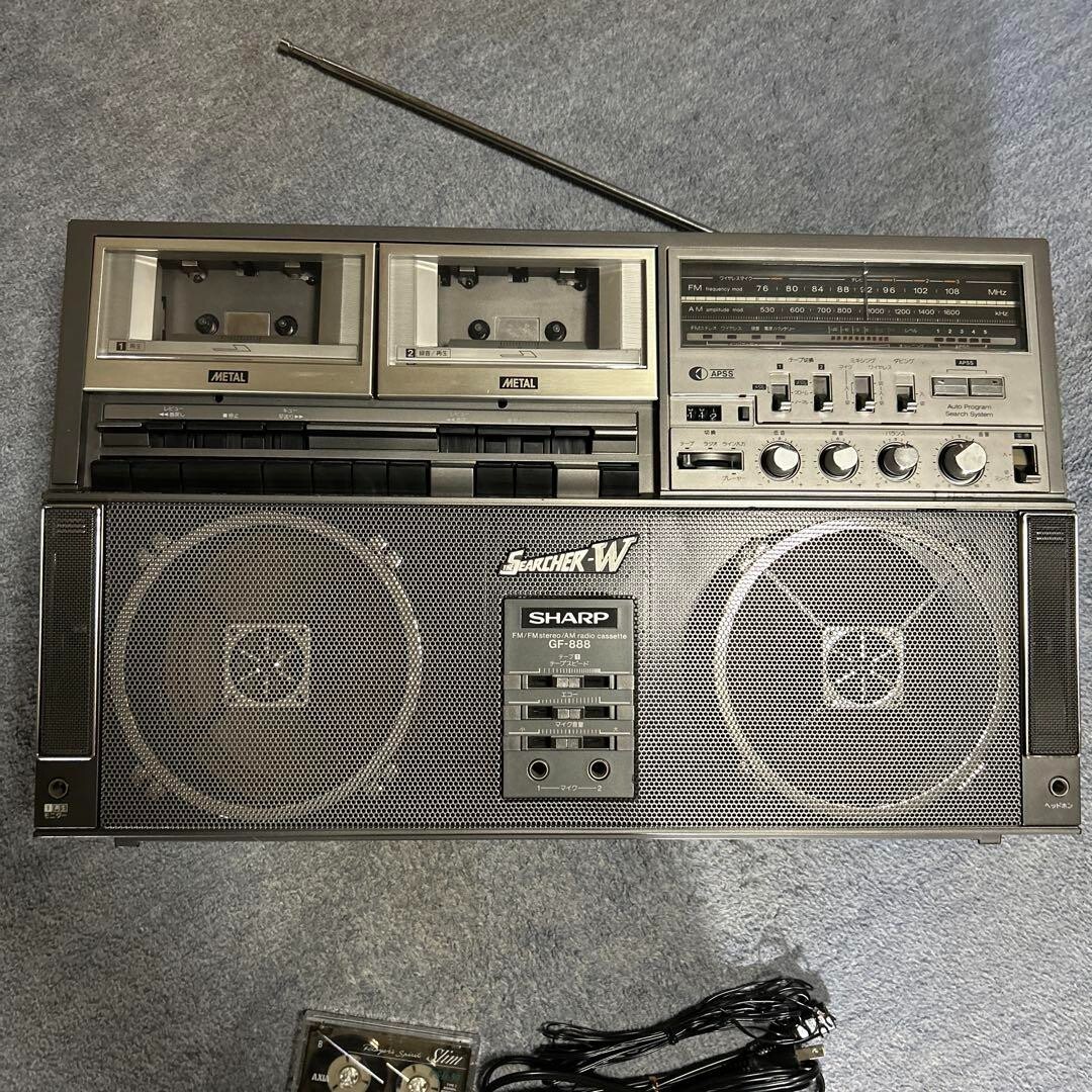 SHARP GF-888 THE SEARCHER-W Vintage Boombox Dual Cassette