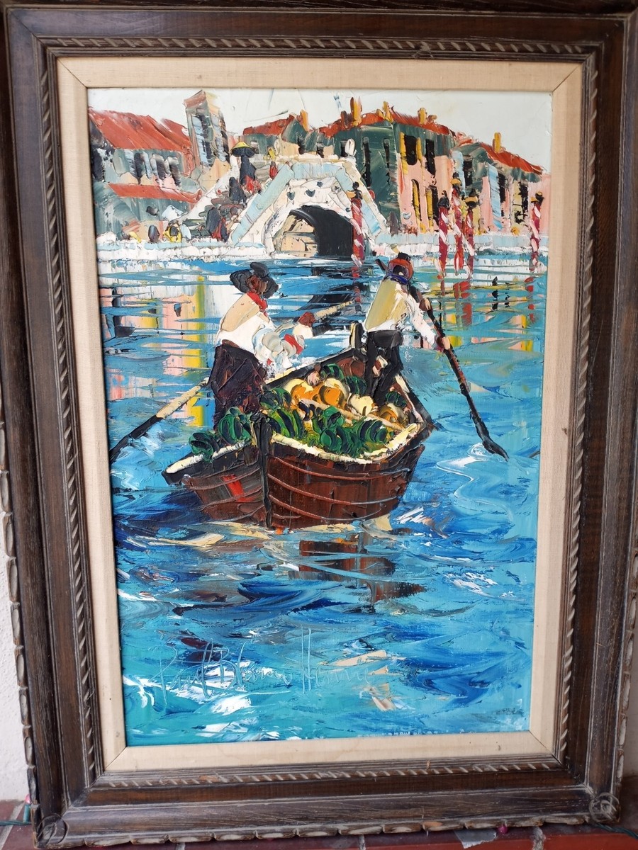 Paul Blaine Henrie ポール・ブレイン・ヘンリー 大型　アート Vintage Paul Blaine Henrie Original Palette Knife Oil Spanish 20