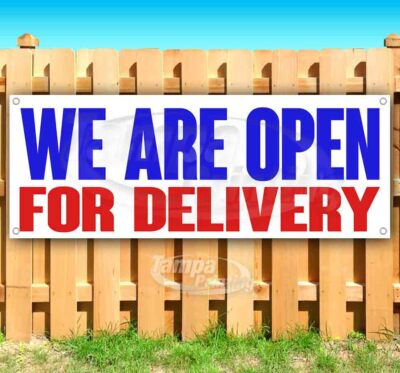 WE ARE OPEN FOR DELIVERY Advertising Vinyl Banner Flag Sign VIRUS RESTAURANT