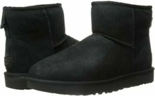 NWOB WOMENS SIZE 10 BLACK UGG CLASSIC MINI II SUEDE SHEEPSKIN BOOTS 1016222