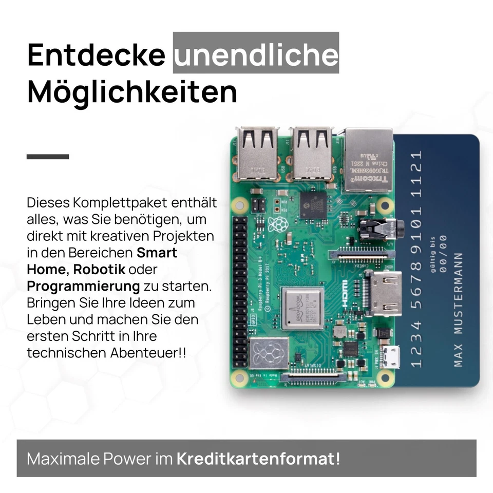 Raspberry Pi 3B+ 1GB Starter-Kit | Netzteil | Gehäuse | 64GB SD |HDMI, Kühlköper - Bild 4 von 4
