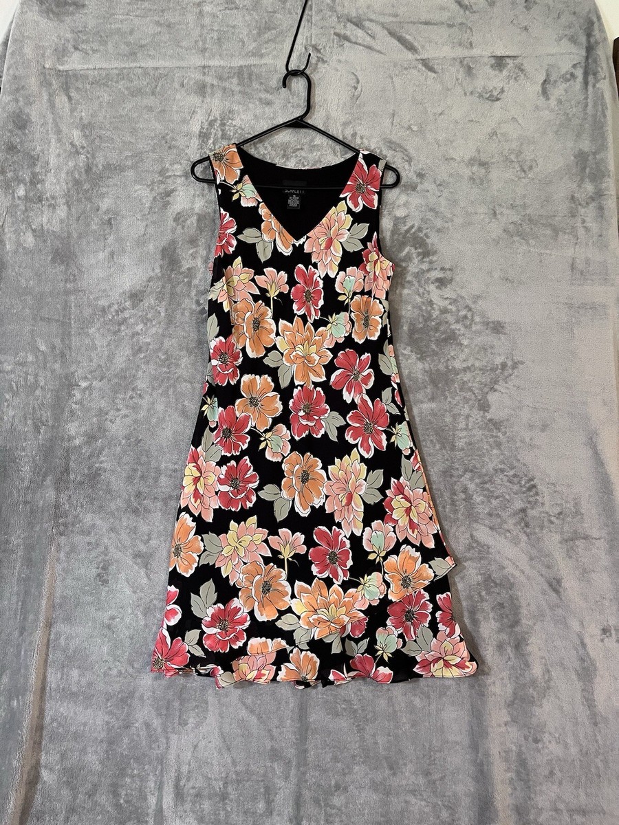 sachin and babi light blue dress Layered Chiffon Dress Romantic Floral Womens Size 14 Floral Sleeveless  V-neck