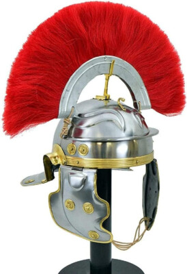 Roman Imperial Gallic Centurion MILD Steel Helmet Armour Red Crest Plume