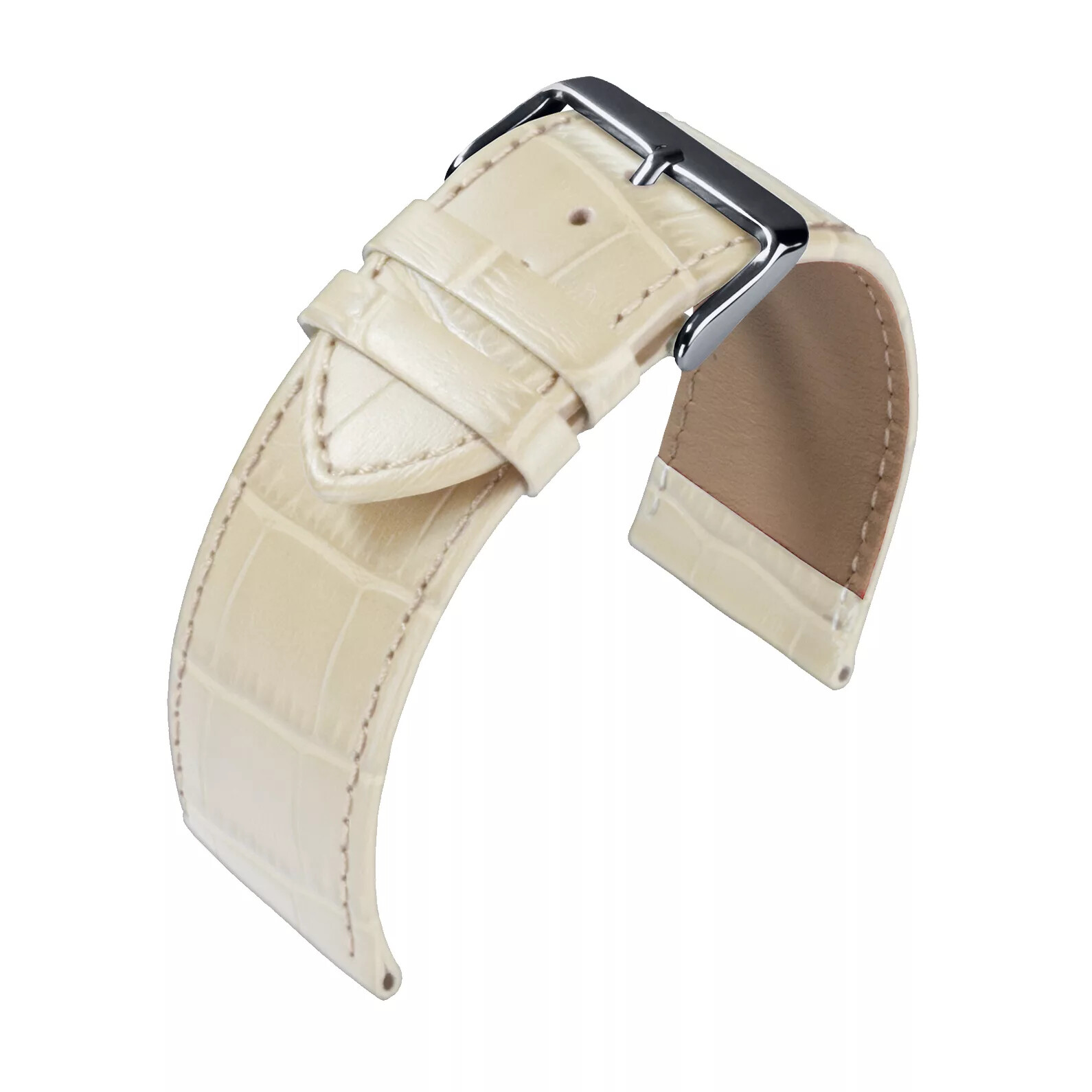 Eulit Beige Crocodile Cowhide Watch Strap for 22, 24, 26 mm Watches-image