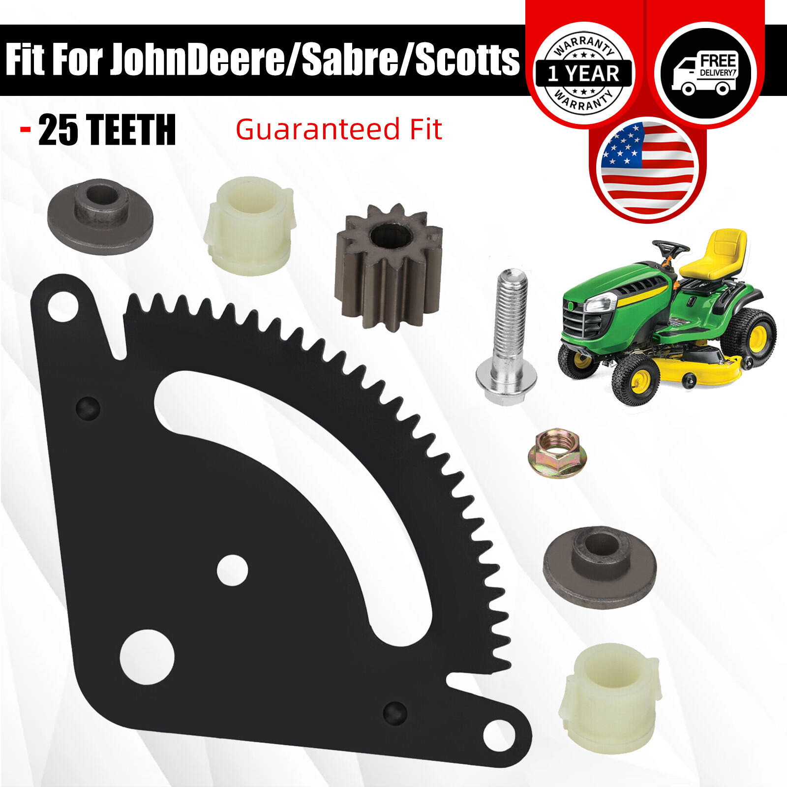 25 Teeth Steering Sector Gear Kit Fit For John Deere L105,L108,L110