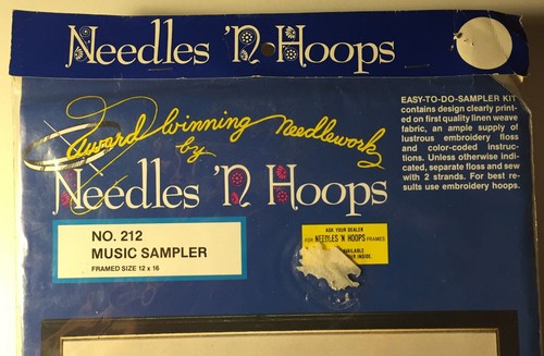 Needles 'N Hoops Embroidery Needlework Kit No. 12 Music Sampler, Framed 12 x 16 - Picture 3 of 7
