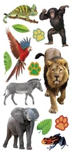 Scrapbooking Stickers PaperHouse Puffy Zoo Animals Parrot Monkey Lion Zebra Frog