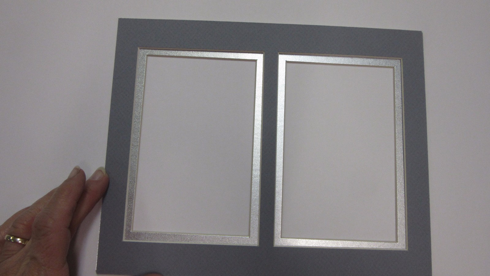 Picture Framing Mats Gray and silver 8x10 for two 4x6 photos SET OF 2