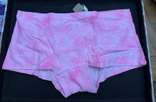 Nwt Victoria's Secret XXL Pink Tye Dye White PINK Logo Boyshort Boxer Panties