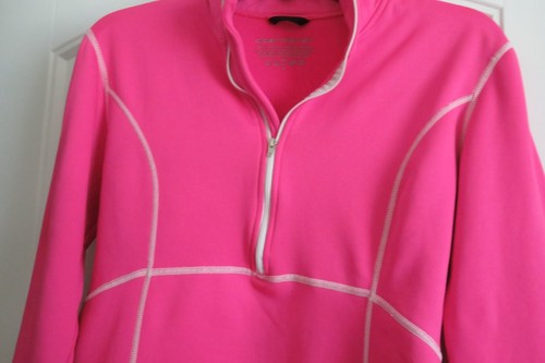 Obermeyer Pink Ski Pullover Zip Up Collar White Lines Size Small - Picture 3 of 13