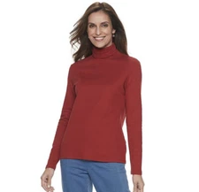 Women's Croft & Barrow Classic Turtleneck Sweater in Dark Red, Size L