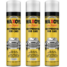 Image of Hammerite Waxoyl Aerosol Clear Rust Protection Spray Cars Doors Vehicle 400ml x3