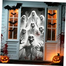 Halloween Door Cover 79 x 35 Inch, Scary Skeleton Zombie Door Decorations.