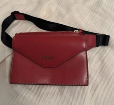 DKNY Leather Red Belted Bum