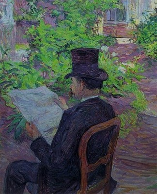 Henri Lautrec Desire Dehau Reading a Newspaper 1890 17''x 22'' Archival Art Print