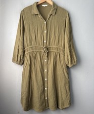 Maurices Double Gauze Shirt Dress Size Large Olive Green Casual Lagenlook Earthy
