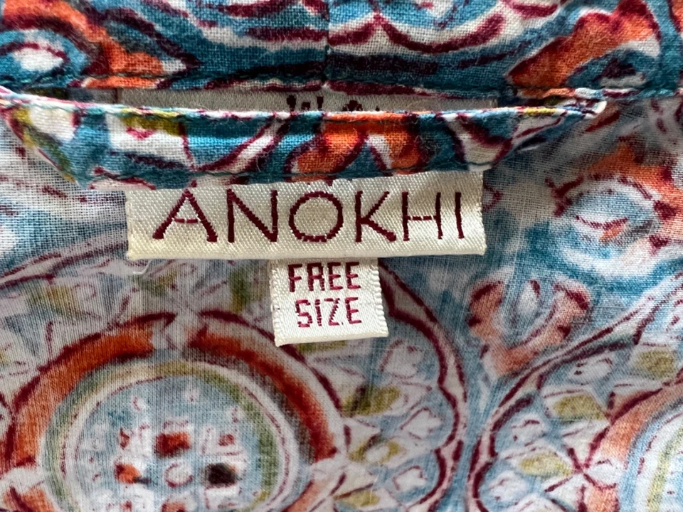 ✫ Fab * ANOKHI * цветной ручной блок печати индийский хлопок кимоно куртка O/S✩ - Изображение 2 из 4
