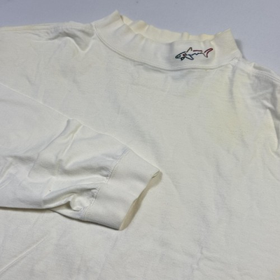#ad Greg Norman Collection Shirt Mens 2XL White Mock Neck Long Sleeve Tee Shark Logo $8.99