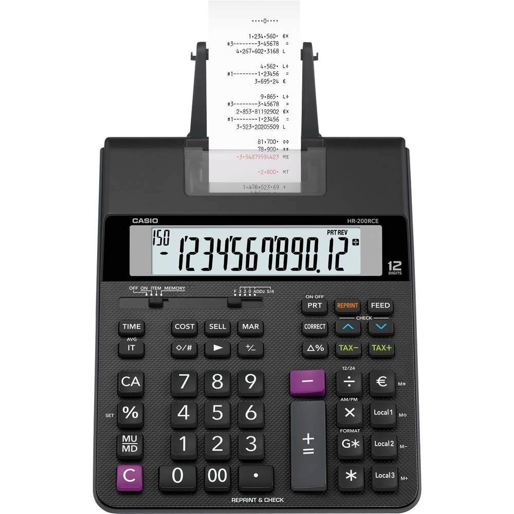 Casio HR-200 RCE calculatrice imprimante écran 12 chiffres anti erreur