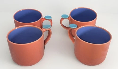 Lindt-Stymeist Colorways Thumbprint Coffee Cup Mug Salmon Periwinkle Blue 4 Each