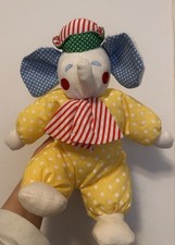 Eden Elephant Clown Plush Small Stuffed Animal Yellow Polka Dot Outfit