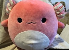 Rare Collectors Squishmallow 8 inch Archie the Pink Axolotl Iridescent Ears
