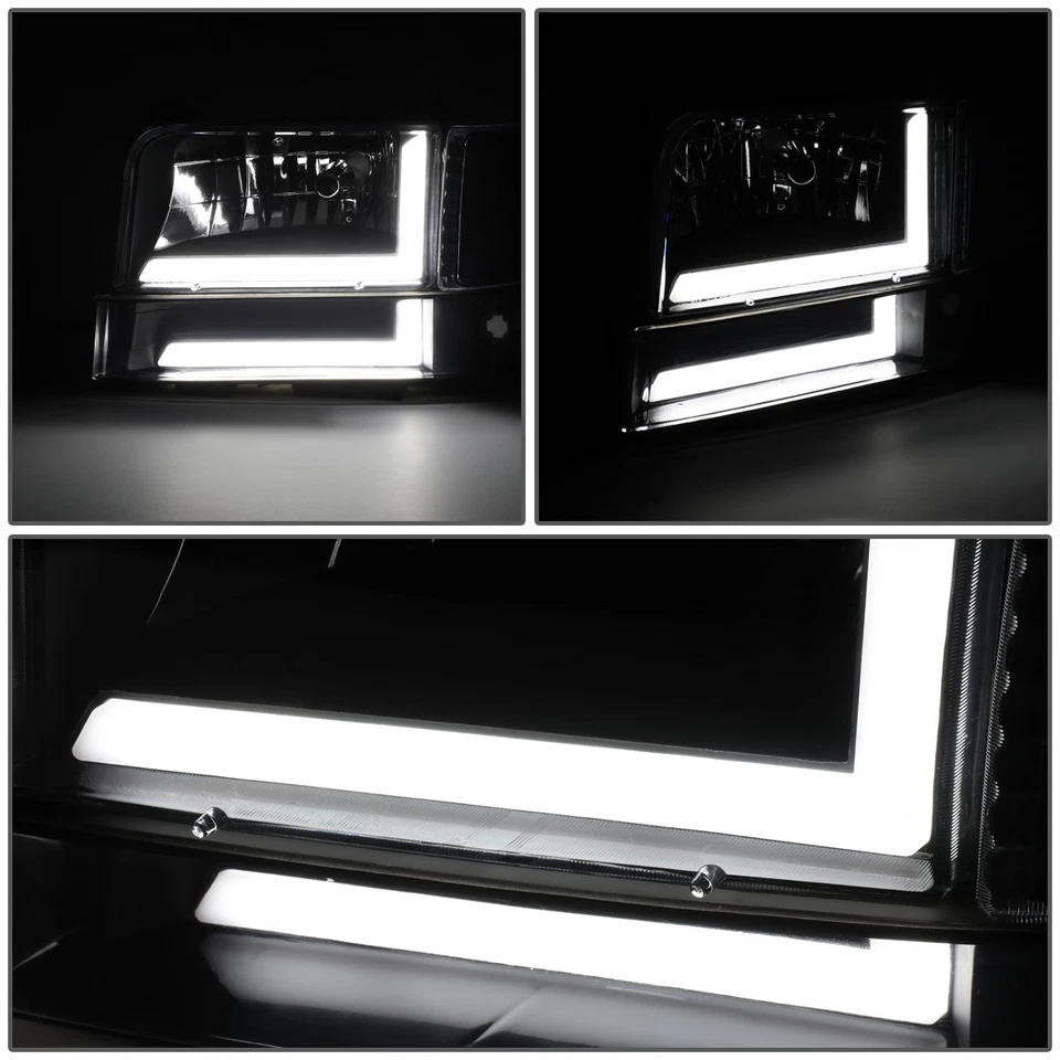 [6PCS] FOR 92-96 FORD F150-F350 DUAL LED DRL HEADLIGHT BUMPER LAMP BLACK/CLEAR Foto 3 de 4