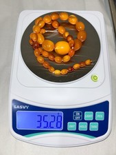 Vtg / Antique Butterscotch Egg Yolk Swirl Baltic Amber Graduated Beads Strand