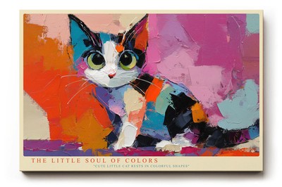 Paul Sinus Wandbild The Little Soul of Colors Cute Little Cat Rests in Colorful