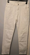 Women's White Jeans UK Size 10 M S 30 Inch Waist 30 Inch Leg Relaxed Slim