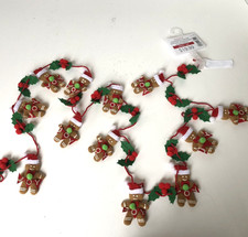Gingerbread Man Boy Garland 6 Feet Christmas Felt Pompoms JOY Banner Cookies