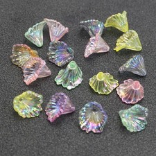 200 Mixed Color Transparent AB Acrylic Lily Bell Flower Beads 12mm Center Hole