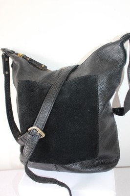 White Stuff Umhängetasche/Hobo/Schultertasche schwarz Leder verstellbarer Riemen