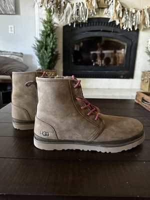 UGG MEN HARKLEY WATERPROOF GRIZZLY LEATHER SHOE US  14