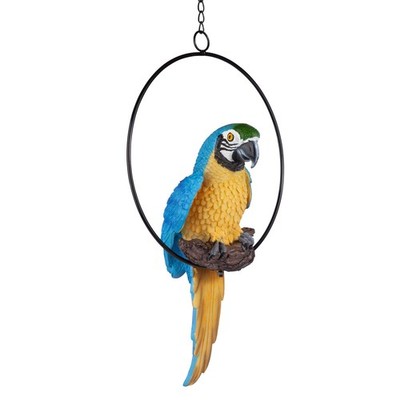 Design Toscano Polly In Paradise Parrot Hanging Bird Ring Perch Indoor/Outdoor
