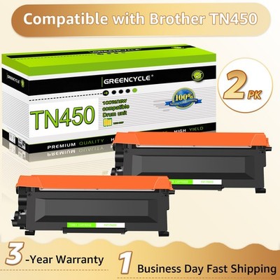 2PK TN450 Toner Cartridge Compatible Brother HL-2270DW Intellifax 2840 MFC-7240