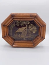 Les Seamster Wood Framed Etching “Cabin”  Great condition