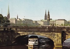 13713 Cartolina Amburgo (Germania) Lombardsbrücke e Fiume Alster 1967
