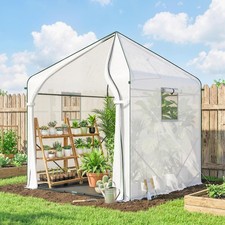 Walk-in Greenhouse for Outdoors with Reinforced Steel Frame White