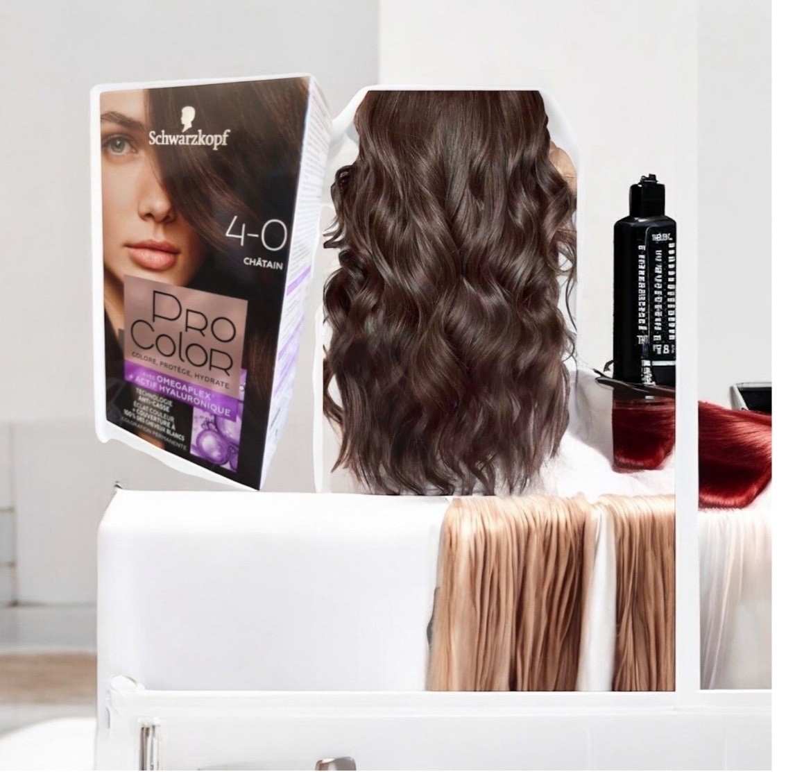 Coloration Châtain Permanente Schwarzkopf Pro Color 4-0 Teinture Anti Casse Cheveux Blancs