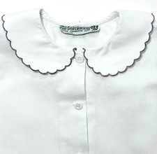 THE SCOTCH HOUSE VINTAGE WHITE COTTON JACQUARD BLOUSE, PURPLE EDGES, GIRL'S 6