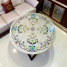 30" elegant marble round center table top floral marble inlay stone home decor