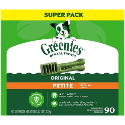 Greenies Original Flavor Adult Natural Dental Dog Treats Petite Size, 54 oz Pack