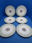 WEDGWOOD Bone China FAIRFORD (6) Salad Dessert Plates Pink Floral Blue Garland