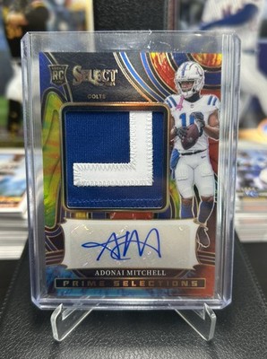 2024 Panini Select Adonai Mitchell Rookie Patch Auto RPA Tie Dye 12/25 RC Jets!!