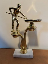 Pool Player Trophy figurine with pool table on marble plastic base
