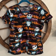 Nightmare Before Christmas Jack Skeleton Print Scrub Top Size Small S