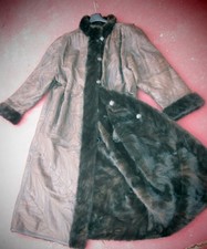 462 Genuine MINK & LEATHER Fur furcoat Coat 2XL  FULLY REVERSIBLE double face